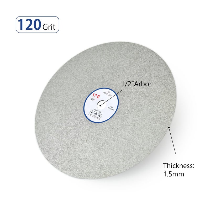 SCOTTCHEN Diamond Flat Lap Wheel 8" x 1/2" Grinding Sanding Disc Lapping Polishing Disc-120 Grit - Image 2